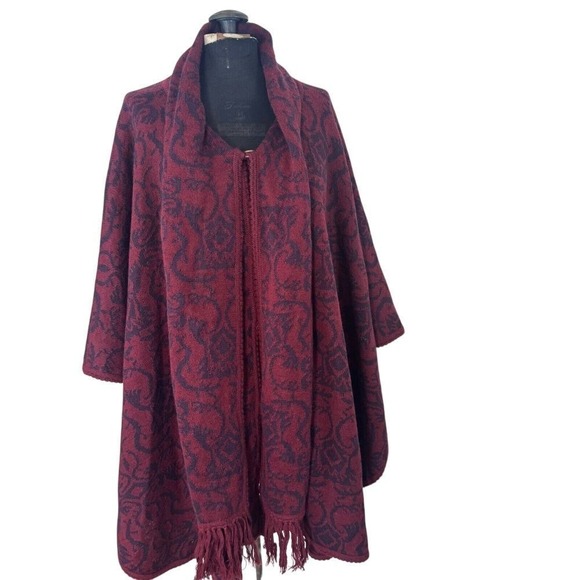 Novica Alpaca Wine Purple Ruana Shawl Cloak Scarf Wrap Poncho Peru One Size Warm - Picture 2 of 12